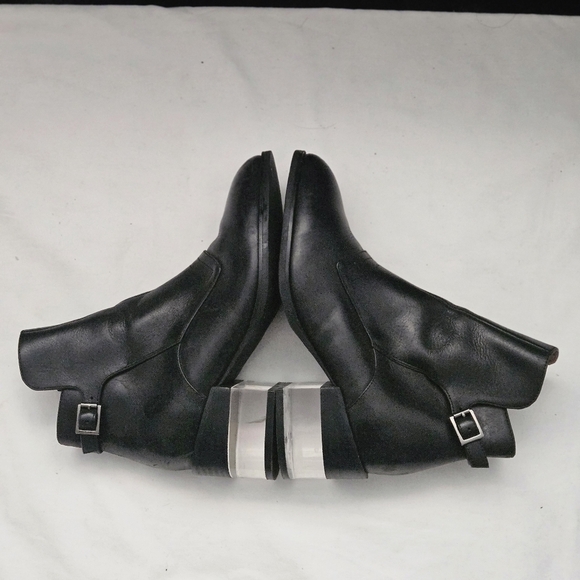 Jeffrey Campbell 100% Leather sz 5 US Clear Heel Sole Zipper Bootie Boots Shoe - Picture 4 of 15